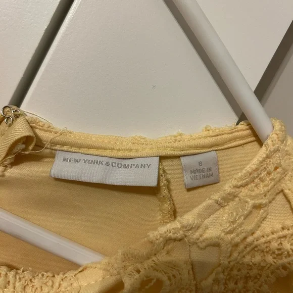 New York & Company Yellow Lace Midi Dress - Picture 3 of 5